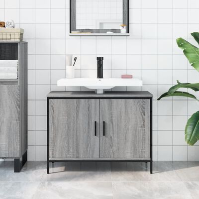 vidaXL Bathroom Sink Cabinet Grey Sonoma 80x30x60 cm Engineered Wood