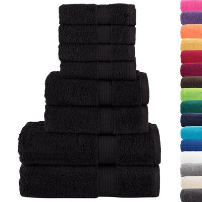 vidaXL 8 Piece Premium Towel Set SOLUND Black 600 gsm