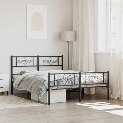 vidaXL Metal Bed Frame without Mattress with Footboard Black 120x200 cm