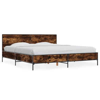 vidaXL Bed Frame without Mattress Smoked Oak 200x200 cm