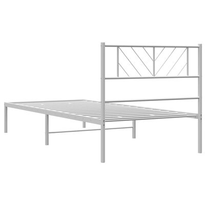 vidaXL Metal Bed Frame without Mattress with Headboard White 100x200 cm