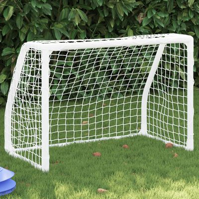 vidaXL Kids' Football Goals 2 pcs with Ball White 64x35x48 cm Metal