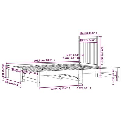 vidaXL Pull-out Day Bed without Mattress Black 2x(90x200) cm