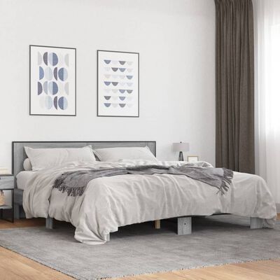 vidaXL Bed Frame without Mattress Grey Sonoma 200x200 cm