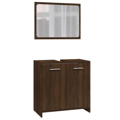 vidaXL 3 Piece Bathroom Furniture Set Brown Oak Engineered Wood