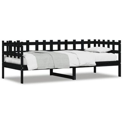 vidaXL Day Bed without Mattress Black 80x200 cm Solid Wood Pine