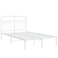 vidaXL Metal Bed Frame without Mattress with Headboard White 120x190 cm Small Double