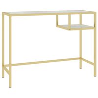 vidaXL Computer Desk White and Gold 100x36x74 cm Glass