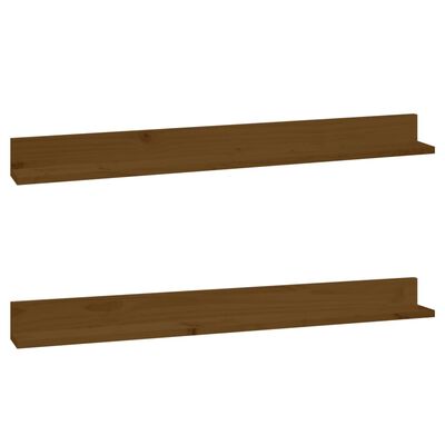 vidaXL Wall Shelves 2 pcs Honey Brown 110x11x9 cm Solid Wood Pine