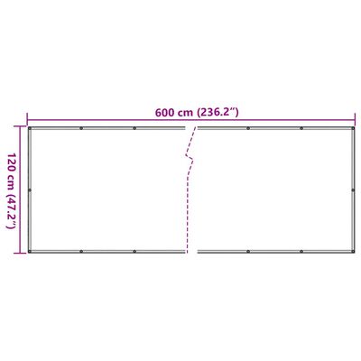 vidaXL Balcony Privacy Screen Cream 600x120 cm PVC