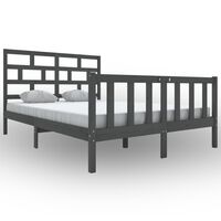 vidaXL Bed Frame without Mattress Grey Solid Wood Pine King Size