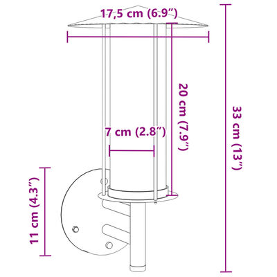 vidaXL Outdoor Wall Light Silver Stainless Steel