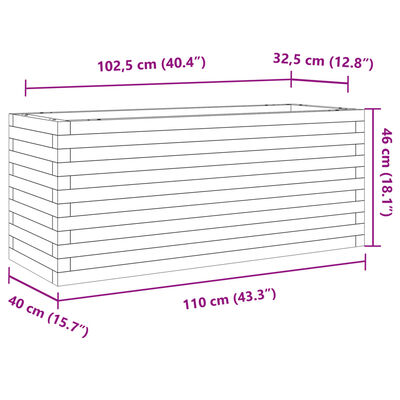 vidaXL Garden Planter White 110x40x46 cm Solid Wood Pine