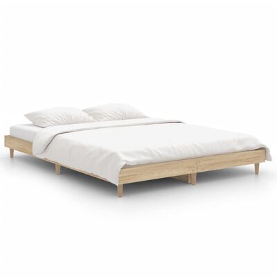 vidaXL Bed Frame without Mattress Sonoma Oak 135x190 cm Double Engineered Wood