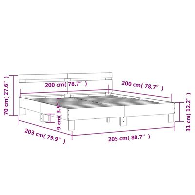 vidaXL Bed Frame without Mattress Black 200x200 cm