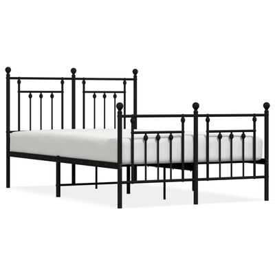 vidaXL Metal Bed Frame without Mattress with Footboard Black 120x200 cm