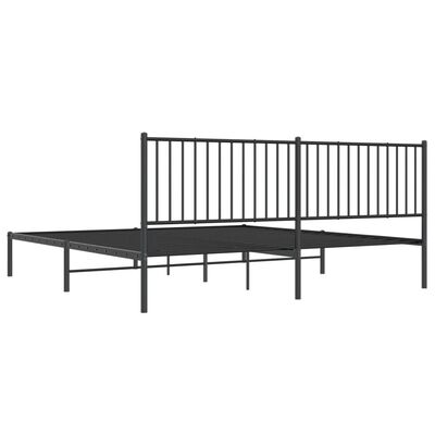 vidaXL Metal Bed Frame without Mattress with Headboard Black 193x203 cm