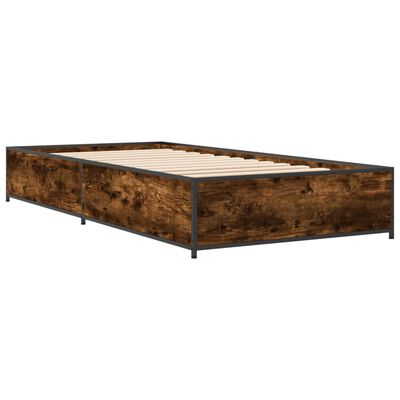 vidaXL Bed Frame without Mattress Smoked Oak 75x190 cm Small Single