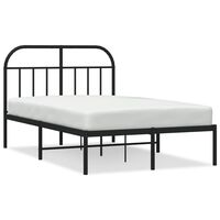 vidaXL Metal Bed Frame without Mattress with Headboard Black 120x190 cm Small Double