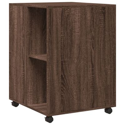 vidaXL Side Table with Wheels Brown Oak 55x60x78 cm Engineered Wood