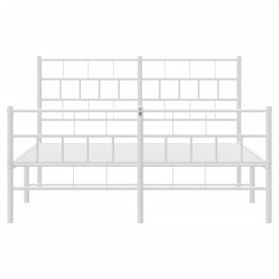 vidaXL Metal Bed Frame without Mattress with Footboard White 140x190 cm