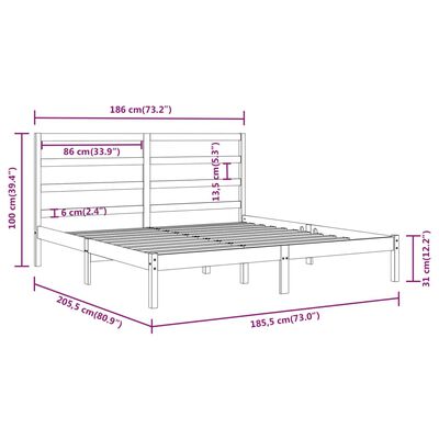 vidaXL Bed Frame without Mattress White 180x200 cm Super King Solid Wood