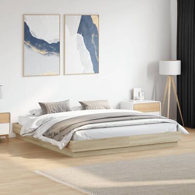 vidaXL Bed Frame with LED without Mattress Sonoma Oak 200x200 cm