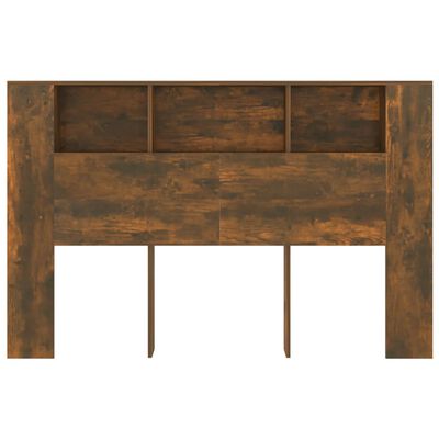 vidaXL Headboard Cabinet Smoked Oak 160x18.5x104.5 cm