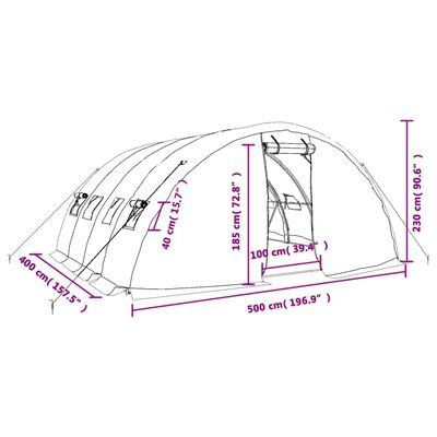 vidaXL Greenhouse with Steel Frame White 20 m² 5x4x2.3 m