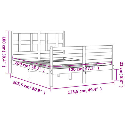 vidaXL Bed Frame without Mattress White 120x200 cm Solid Wood