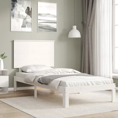 vidaXL Bed Frame without Mattress White Single Solid Wood Pine