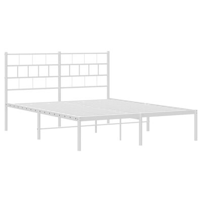 vidaXL Metal Bed Frame without Mattress with Headboard White 120x190 cm Small Double