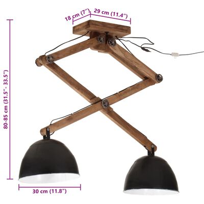 vidaXL Ceiling Lamp 25 W Black 29x18x85 cm E27