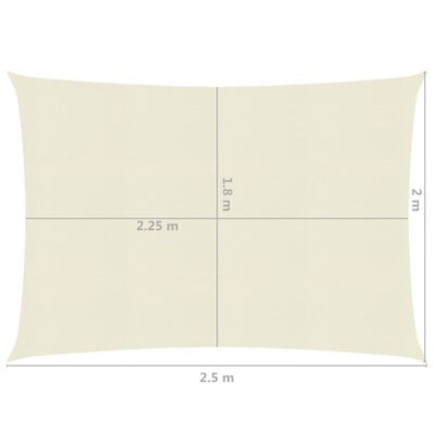 vidaXL Sunshade Sail 160 g/m² Cream 2x2.5 m HDPE