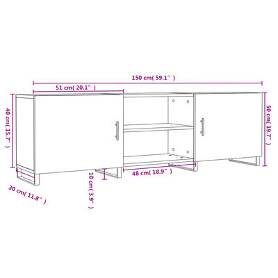 vidaXL TV Cabinet White 150x30x50 cm Engineered Wood