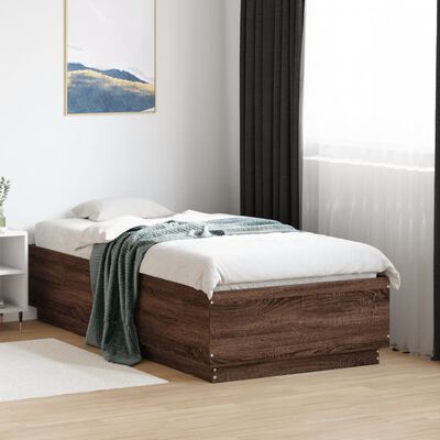 vidaXL Bed Frame without Mattress Brown Oak 90x190 cm Single