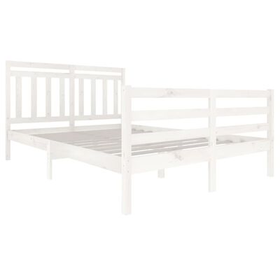 vidaXL Bed Frame without Mattress White Solid Wood 140x200 cm (810431+814095)