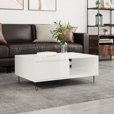 vidaXL Coffee Table High Gloss White 90x60x35 cm Engineered Wood