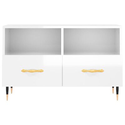 vidaXL TV Cabinet High Gloss White 80x36x50 cm Engineered Wood