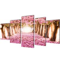 Canvas Wall Print Set Cherry Blossom 200 x 100 cm