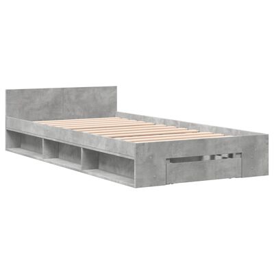 vidaXL Bed Frame with Drawer without Mattress Concrete Grey 75x190 cm Small Single