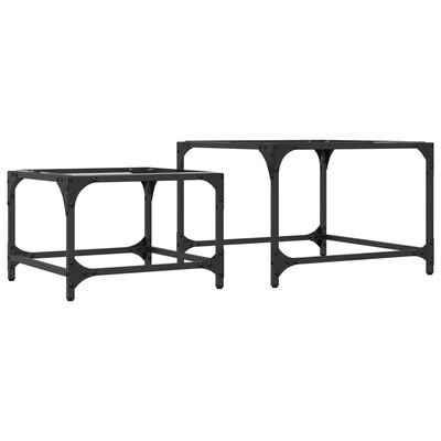 vidaXL Nesting Coffee Tables 2 pcs with Transparent Glass Top Steel