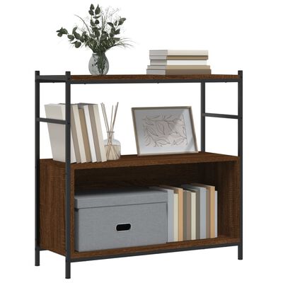 vidaXL Bookshelf Brown Oak 80x30x78.5 cm Engineered Wood and Iron