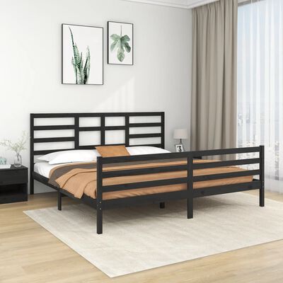 vidaXL Bed Frame without Mattress Black Solid Wood 200x200 cm