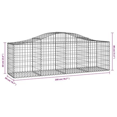 vidaXL Arched Gabion Baskets 40 pcs 200x50x60/80 cm Galvanised Iron