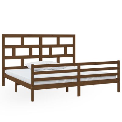 vidaXL Bed Frame without Mattress Honey Brown Solid Wood 200x200 cm (810453+814217)