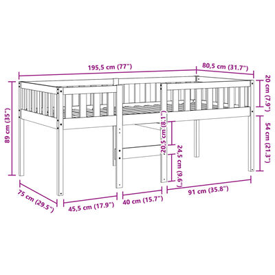 vidaXL Children's Bed without Mattress Wax Brown 75x190 cm Solid Wood Pine