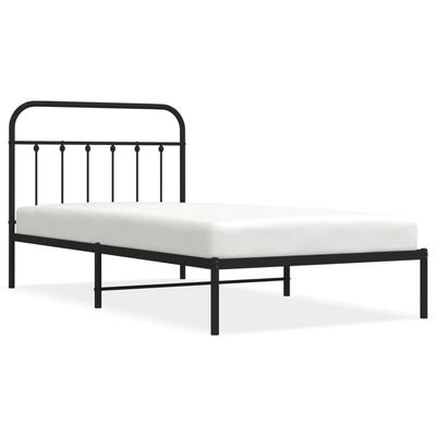 vidaXL Metal Bed Frame without Mattress with Headboard Black 100x200 cm