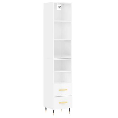 vidaXL Highboard High Gloss White 34.5x34x180 cm Engineered Wood