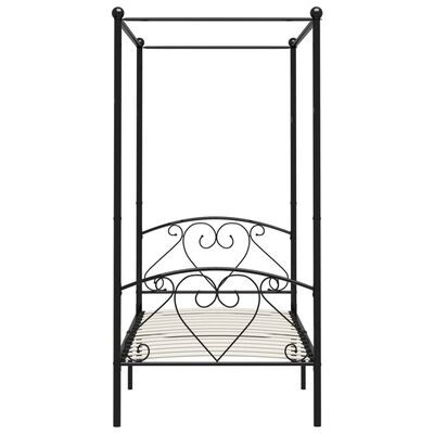 vidaXL Canopy Bed Frame without Mattress Black Metal 100x200 cm